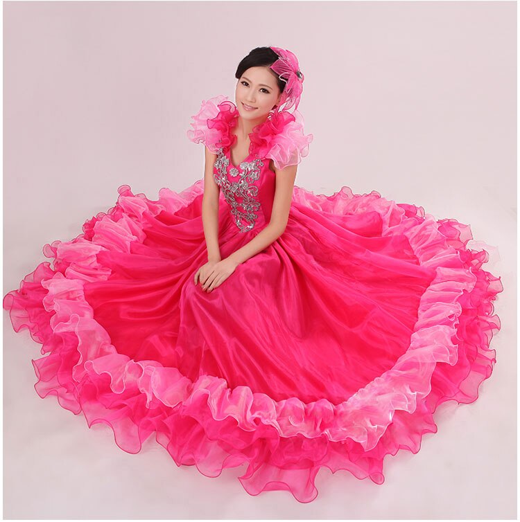 Danza de vientre español 550 grados vestido falda traje largo Flamenco faldas spaarse Flamenco juck Vestidos para mujeres niñas: 7 / XL