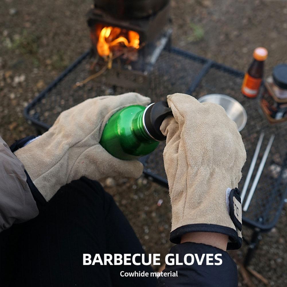 Gants de Barbecue pour pique-nique en plein air, 1 paire, épais, résistant à l'usure, isolation thermique, pour le jardinage et le Camping