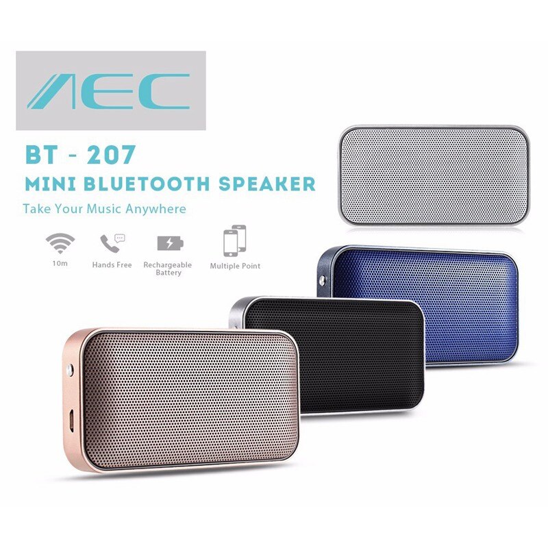 Aec BT207 Draagbare Draadloze Zakformaat Bluetooth Speaker Mini Metal Muziek Klankkast Handsfree Outdoor Sport Rijden Subwoofer