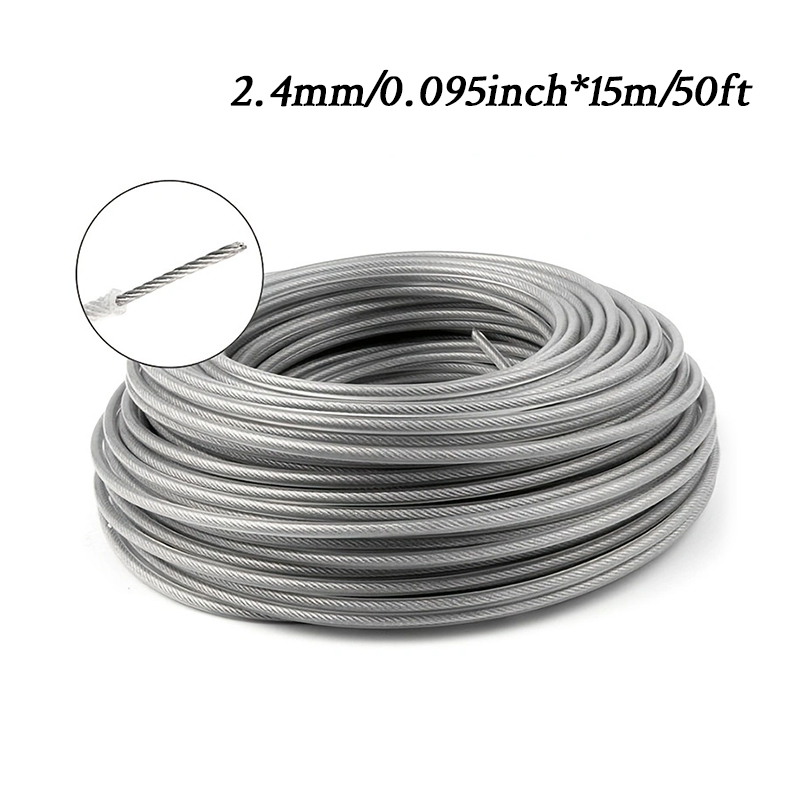 LUSQI 5M/10M/15M Stahldraht Nylon Rasentrimmer Linie Freischneider Trimmer Seil Rasenmäher Kabel Lange Runde Rolle Gras Ersatz: Black