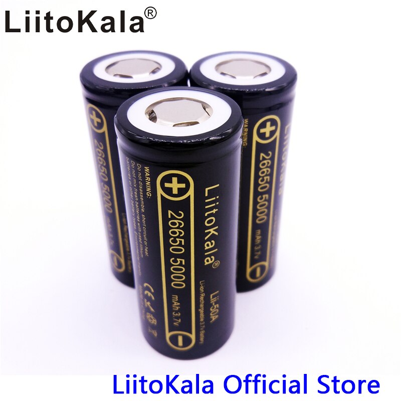 Hk Liitokala Lii-50A 26650 5000 Mah Lithium Batterij 3.7V 5000 Mah 26650-50A Oplaadbare Batterij Geschikt Voor Flashligh