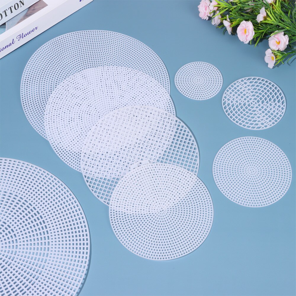 Round Grid Board for Weaving Bag Plastic Knitting Helper Knit Sheet Easy Knitting Accessories DIY Hand Bag White Net Cover