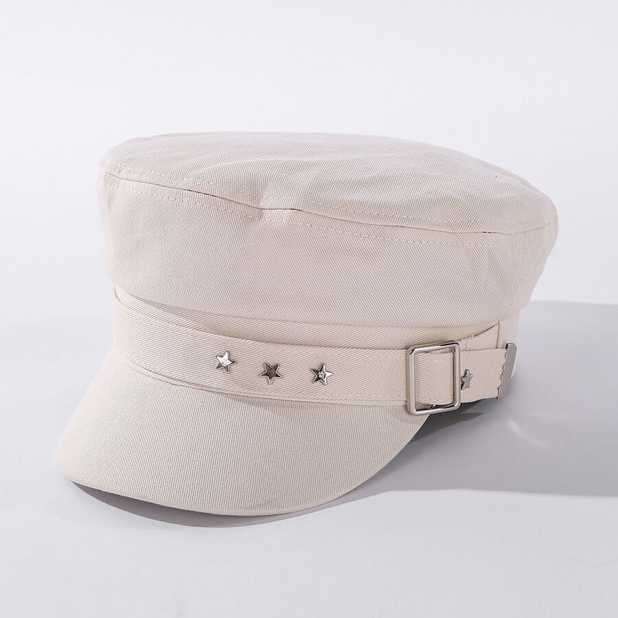 Gorras planas de color azul marino para mujer, gorras de sol fáciles de combinar con remaches, cómodas gorras casuales Retro de pintor, gorras de primavera y otoño para mujer