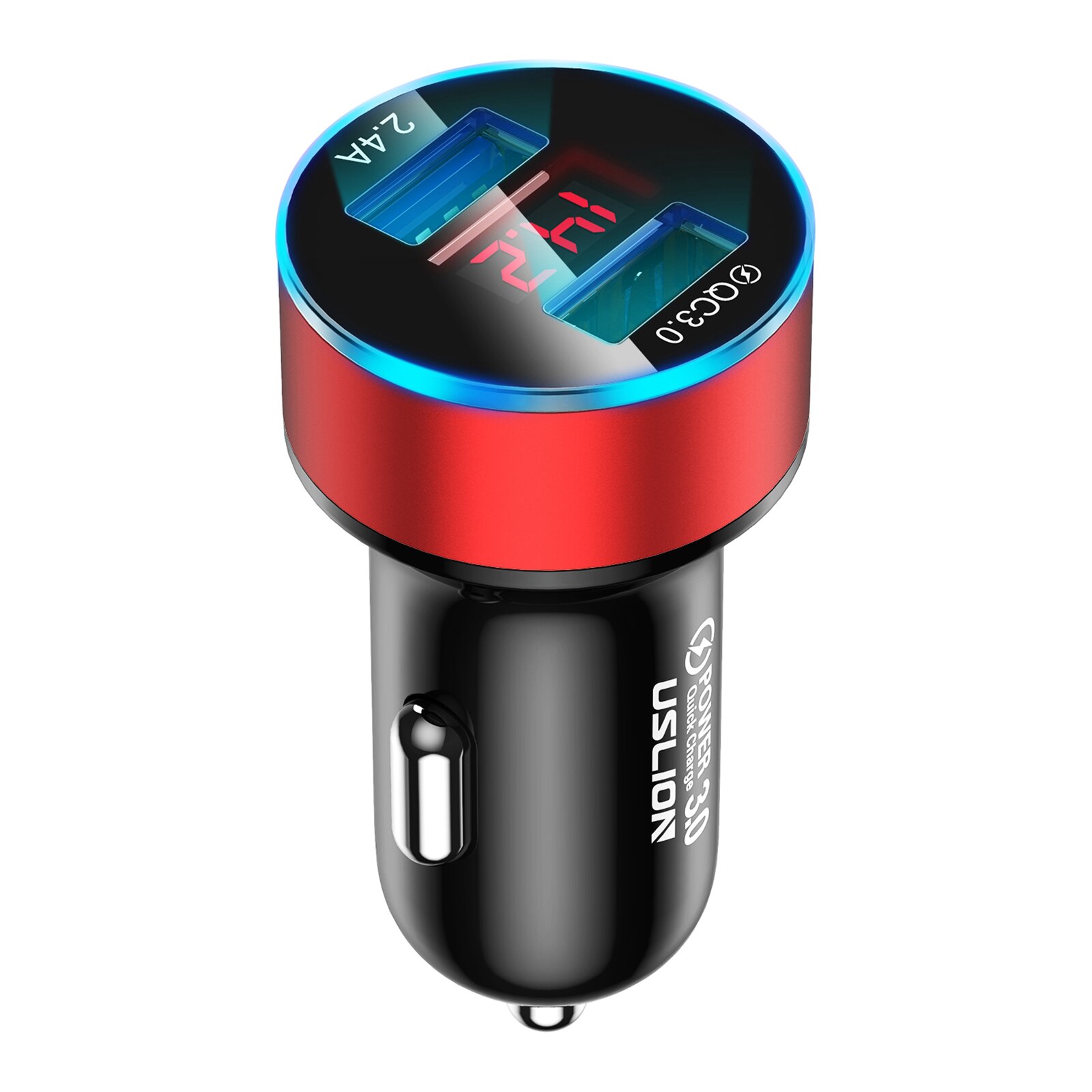 Bil trådløs ladestander hurtig opladning 3a mini bærbare dual usb telefon biloplader adapter hurtig opladning: Rød