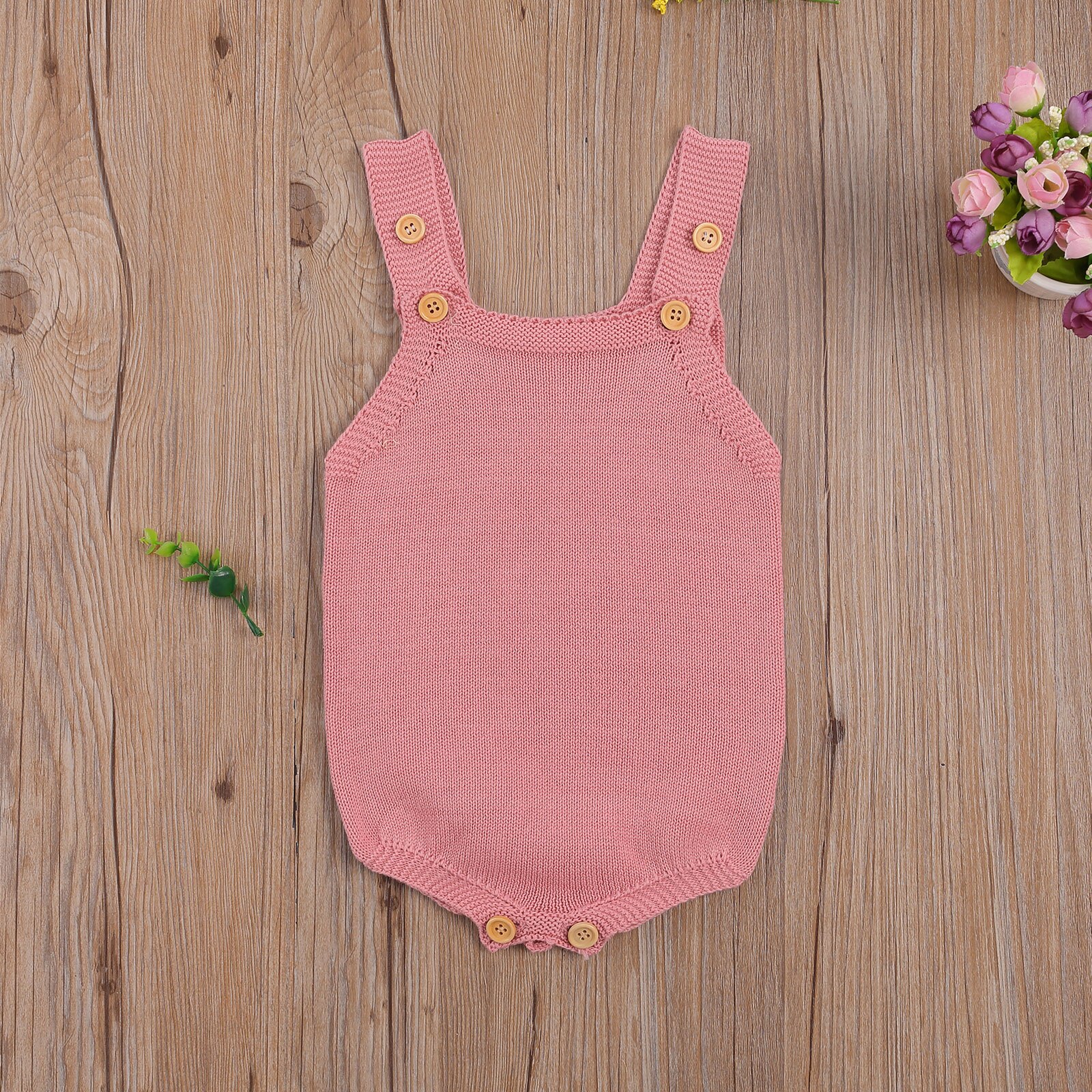 Baby Baby Jongens Meisjes Trui Gebreide Jumpsuits Comfortabele Mouwloze Schouderriem Bodysuit Een Stuk Pak Voor Peuter