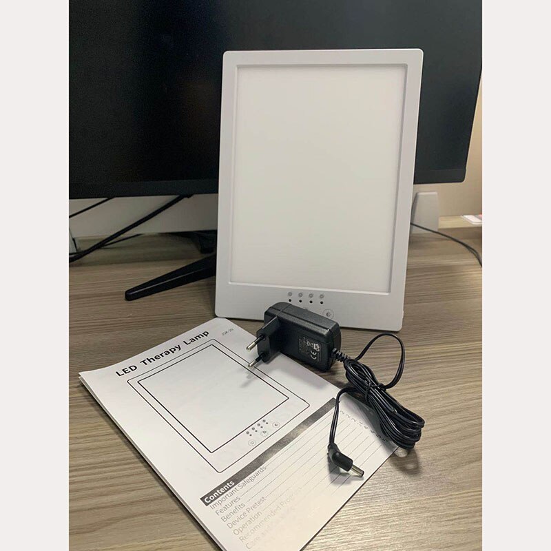 Light Therapy Lamp - 12000 Lux - UV-Free - Adjustable Brightness - 360° Swivel - Cool White/Orange Red: EU Plug