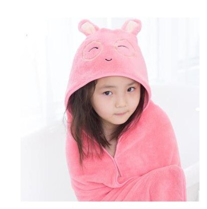 Capa de animales de dibujos animados para niños, Toalla de baño de bebé, manta de bebé, toalla de playa, capa de baño de bebé: pink Rabbit