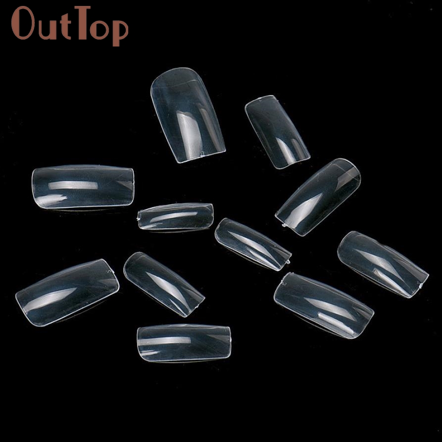 100 Stks Acryl Valse Valse Nail Art Vingernagel Volledige Nail Tips Clear Natuurlijke Kleur 10 maten 3feb7