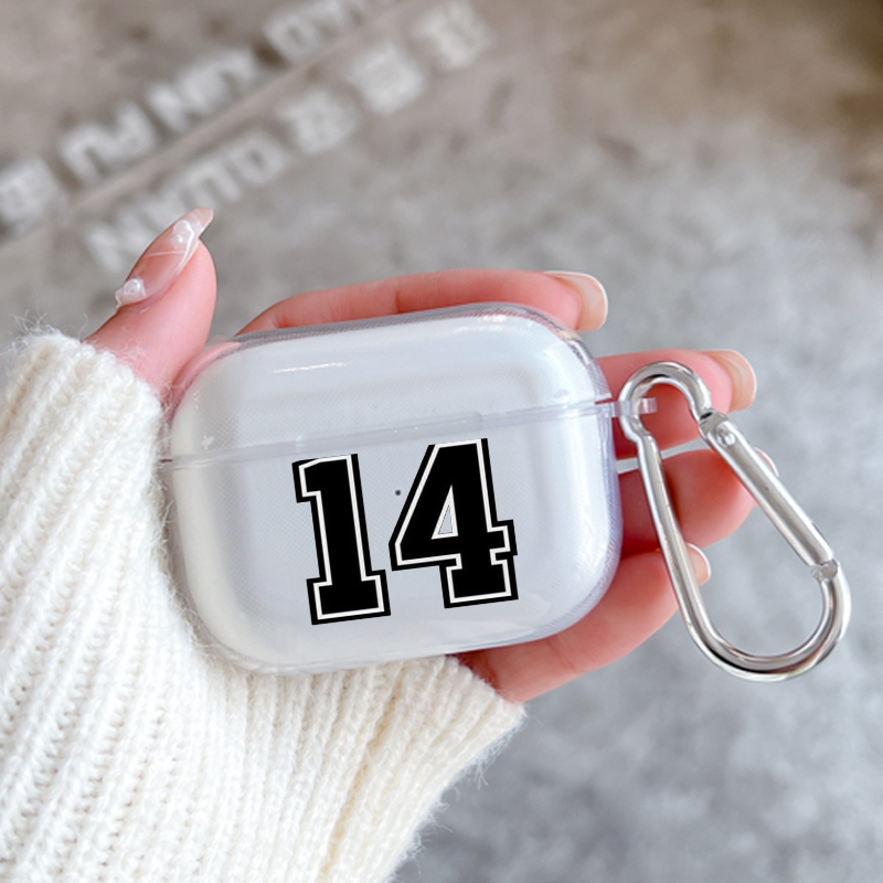 Hoesje Voor Apple Airpods 2 1 Oortelefoon Hoesjes Met Haak Mode Zwart Nummer Voetbal Voor Airpod Pro 3 Pro2 Doorzichtige Beschermhoezen: XS / IVOOR