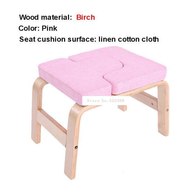 Banco de mano invertido de madera para Yoga, soporte auxiliar de entrenamiento, silla para el hogar, Mini banco de Fitness: Beige