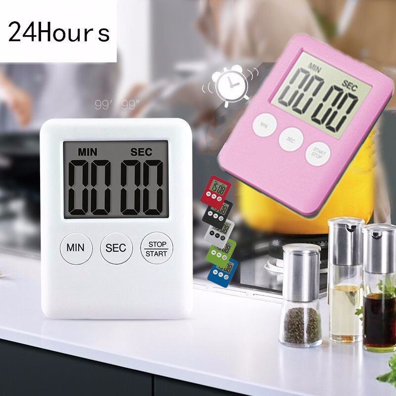 9 Colors 24 Hours LCD Timer Square Home Cooking Supplies Countdown Practical Digital With loud Alarm Clock Kitchen Time Tools