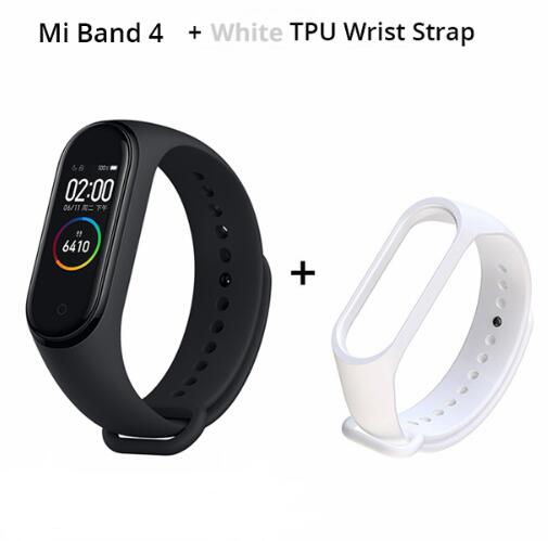 Original Xiaomi mi banda 4 miband inteligente 4 0,95 "Pantalla AMOLED impermeable de Fitness 135mAh Bluetooth 5,0 50ATM: add white starp