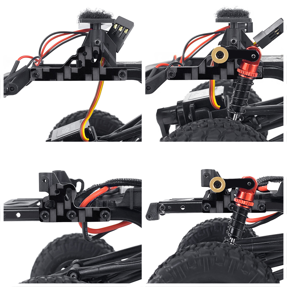 AXSPEED-hoja flexible de aluminio y fibra de carbono para suspensión, extensión de viaje, soporte de amortiguador para actualizaciones Axial SCX24 1/24