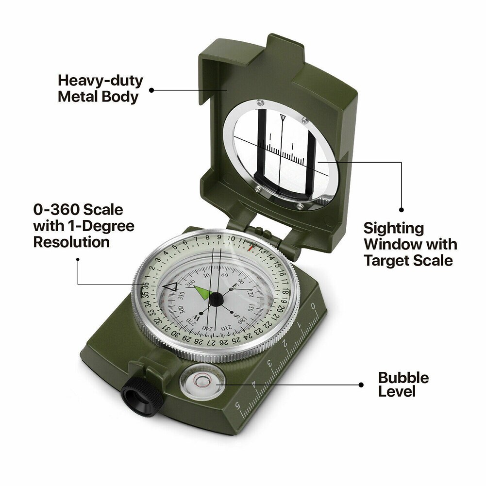 Pocket Metal Sighting Compass Clinometer Hiking Camping Outdoor YS-BUY