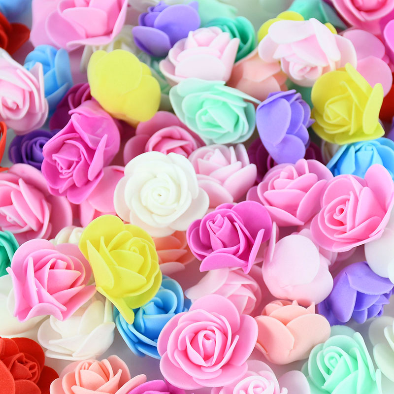 100/300Pcs 3cm Foam Rose Artificial Flowers Head Teddy Bear Roses Handmade DIY Decoration Wedding Valentines Day Home Decor