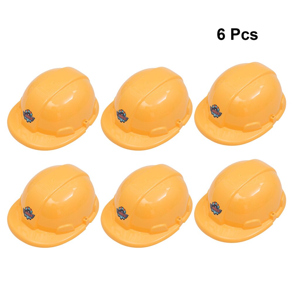 6pcs Hat Simulation Yellow Practical Construction Hat for Children Playing