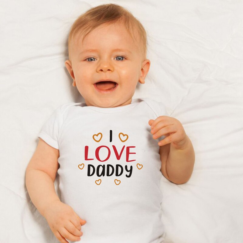 Neugeborenen-Karosserie für jungen und mädchen, kurzarm-strampler mit „ich liebe Papa“-aufdruck, sommer-Gesamt, süße babykleidung