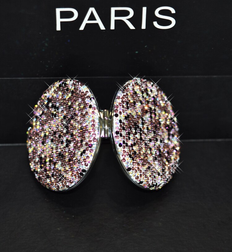 Strass incrustés créatifs petit rabat de miroir de vanité rond pliant Mini miroir de poche de Kawaii miroirs de maquillage