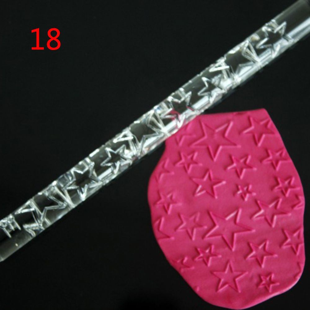 1PC Multi-style Acrylic Embossing Rolling Pin Fondant Cake Sugarcraft Impression Rolling Pin Pastry Roller Baking Tools