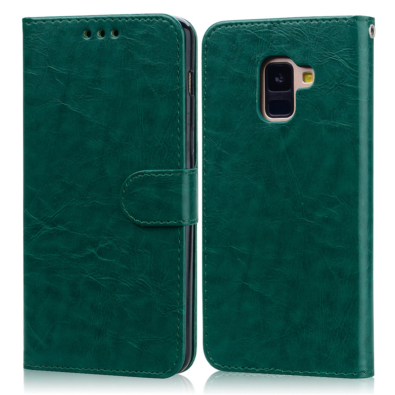 Leather Flip Case Voor Samsung Galaxy A8 Case Samsung Galaxy A8 Plus Een 8 Case Wallet Phone Case voor Galaxy A8 Case: For A8 2018 / Dark Green