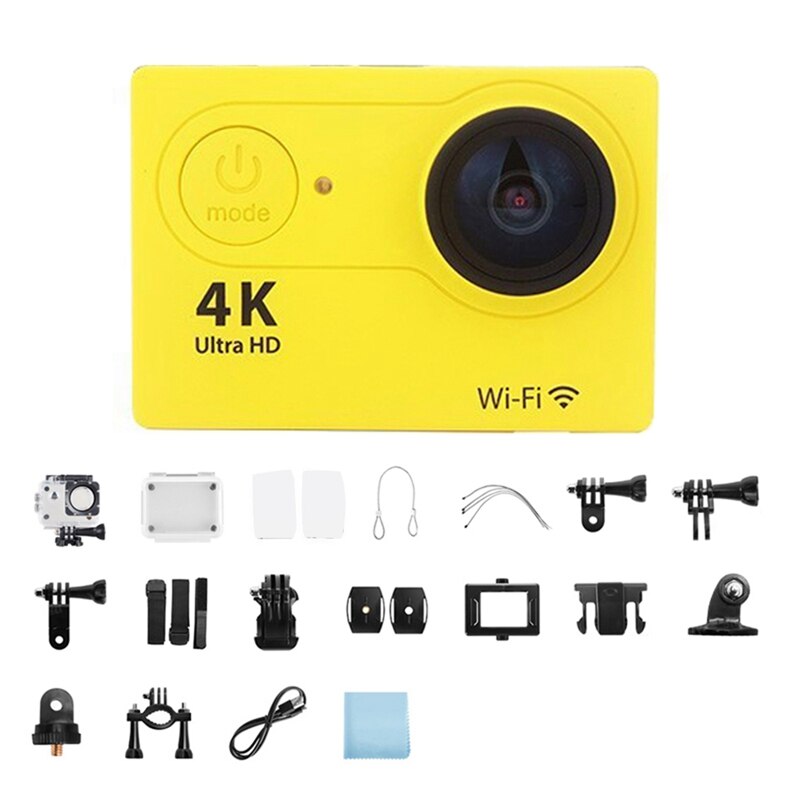 Ultra HD 4K / H9R Action Camera Wifi 2.0Inch 170D Underwater Waterproof Cam Helmet Vedio Sport Pro Outdoor Cam: yellow