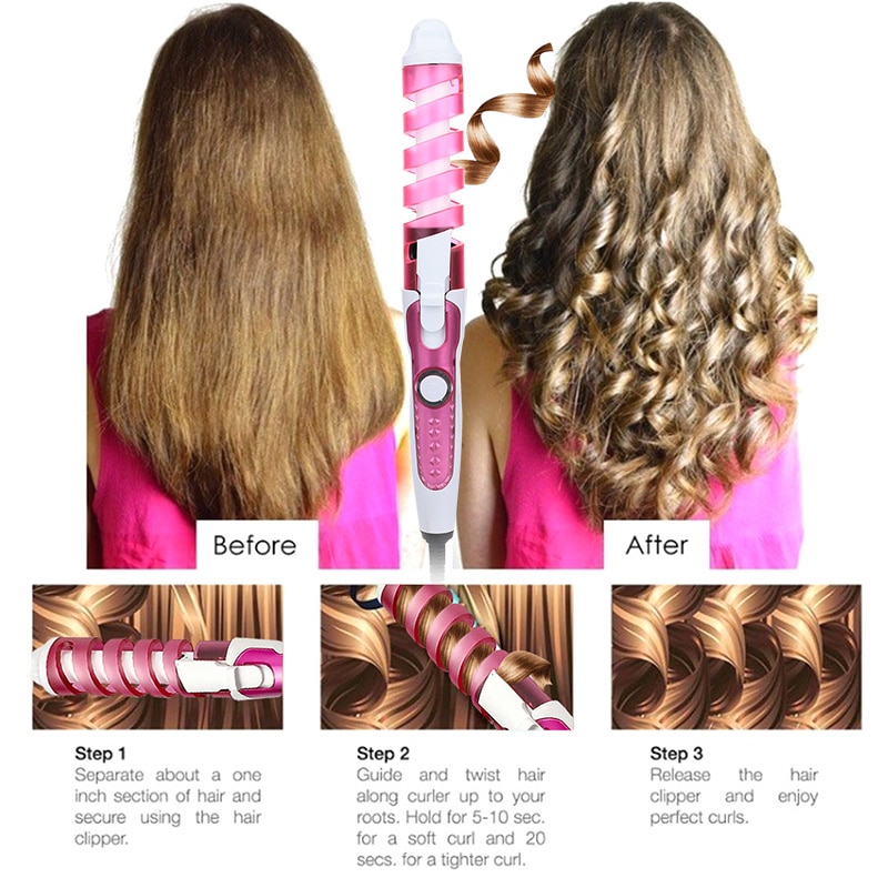 Professionele Haar Krultang Roller Magic Spiraal Krultang Snelle Verwarming Curling Wand Elektrische Haar Styler Pro Styling Tool