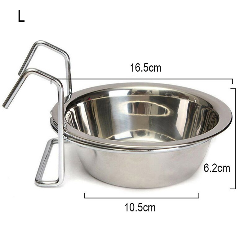 Stainless Steel Hang on Bowl For Pet Dog Cat Crate Cage Food Water Bowl Cage Hanging Pet Feeder Dog Eating Drinking Dish: 16.5cm 