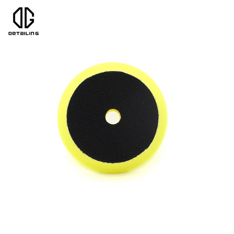 Szczegółowo 2 sztuk 80mm żółta gąbka średni podkrój lakier robić samochodu z pianki polerowanie Podkładka dla 3 cal polerka DA