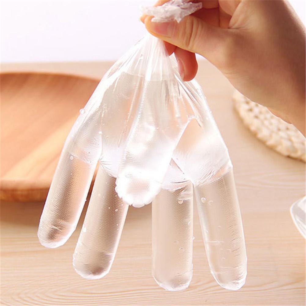 Guantes desechables 100 uds, guantes de cocina para barbacoa, guantes para comida, extraíble transparente, resistente al aceite, guante plástico desechable para limpieza del hogar