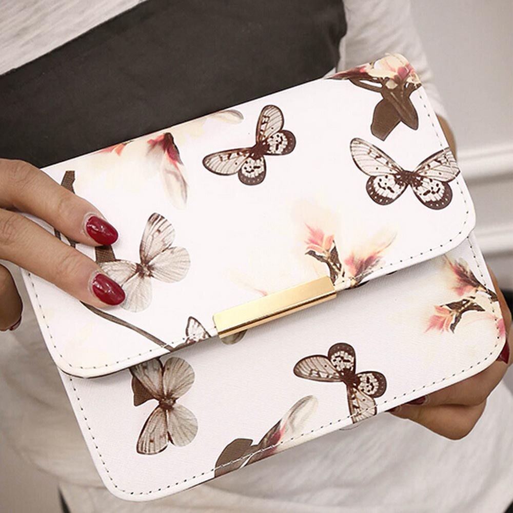 Women Floral Leather Shoulder Bag Satchel Handbag Retro Messenger Bag Famous Clutch Shoulder Bags Bolsa Bag Black White