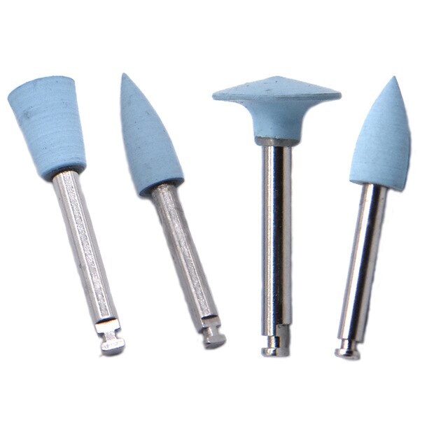 4 stk/parti dental gummi slibehoveder tænder lyshærdende harpiks polermaskine til lavhastigheds maskine polering kit tandlæge materialer: 4 stk blå