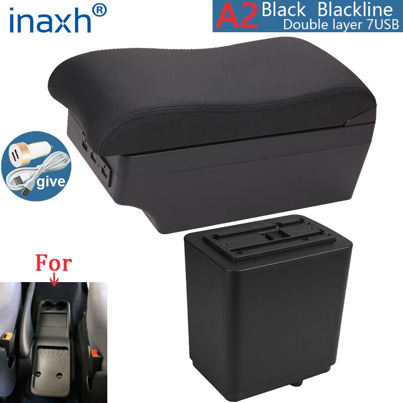 For Citroen Berlingo Armrest Retrofit parts For Peugeot Partner tepee Car Armrest Storage box car accessories Charging USB LED: A2 Black line 7USB