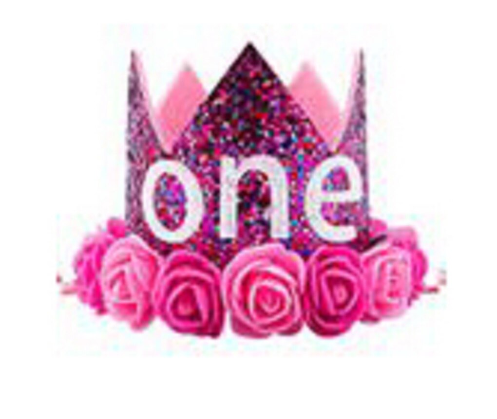 Citgeett barn baby 1st bursdag lue glitter krone blomst hode hårbånd fest hodeplagg floral nydelig en søt: H