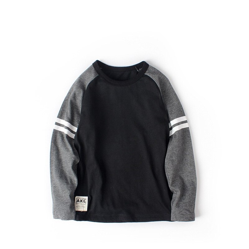 Jongens Gestreepte Lange Mouwen Dieptepunt T-shirt Herfst Jeugd Mode Katoen Streep Afdrukken Tops Voor 5-14 jaar: Black / 12