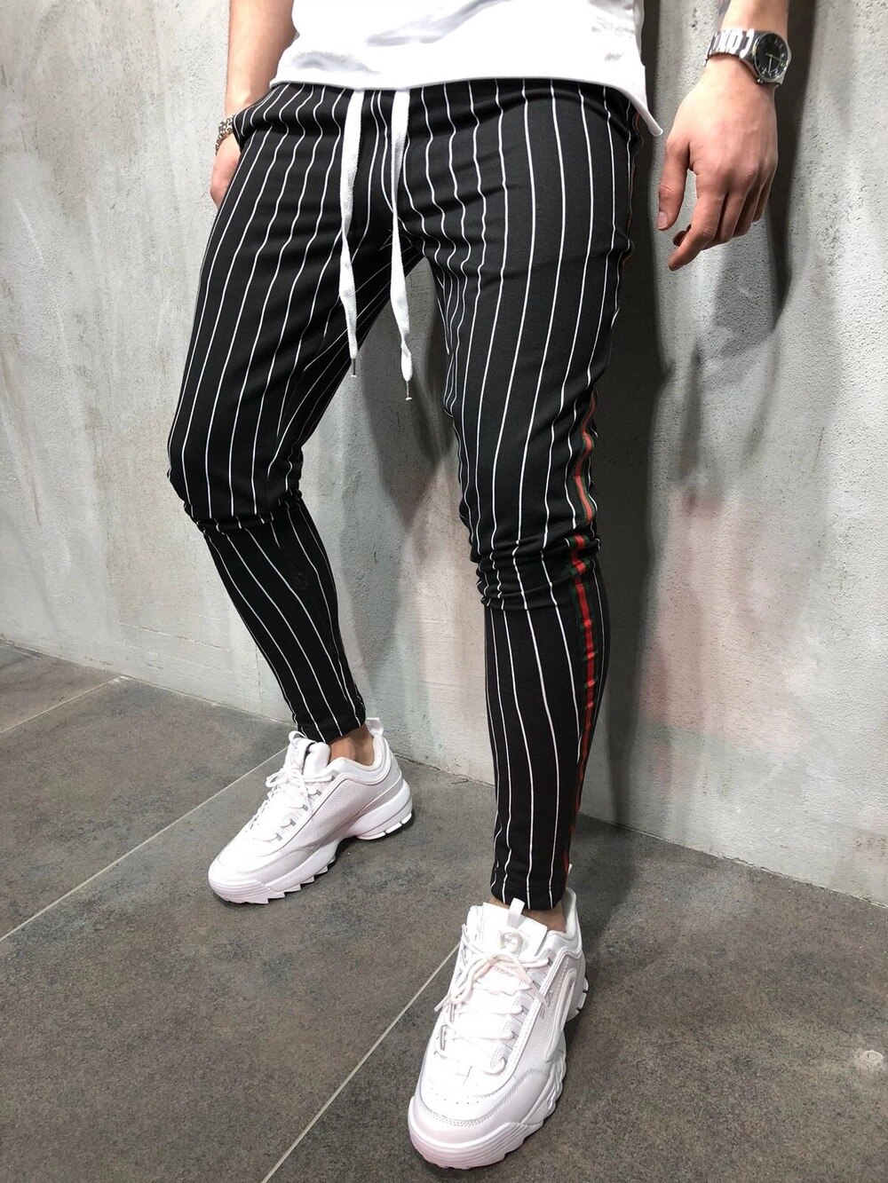 Pantalon de Jogging Slim pour homme, de sport à rayures, de loisir, style européen et américain, , offre spéciale