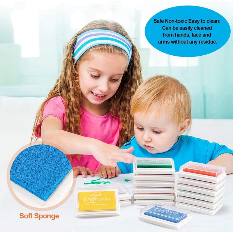 Stempelkissen-set mit ,16 farben für stempel, papier, holz und stoff