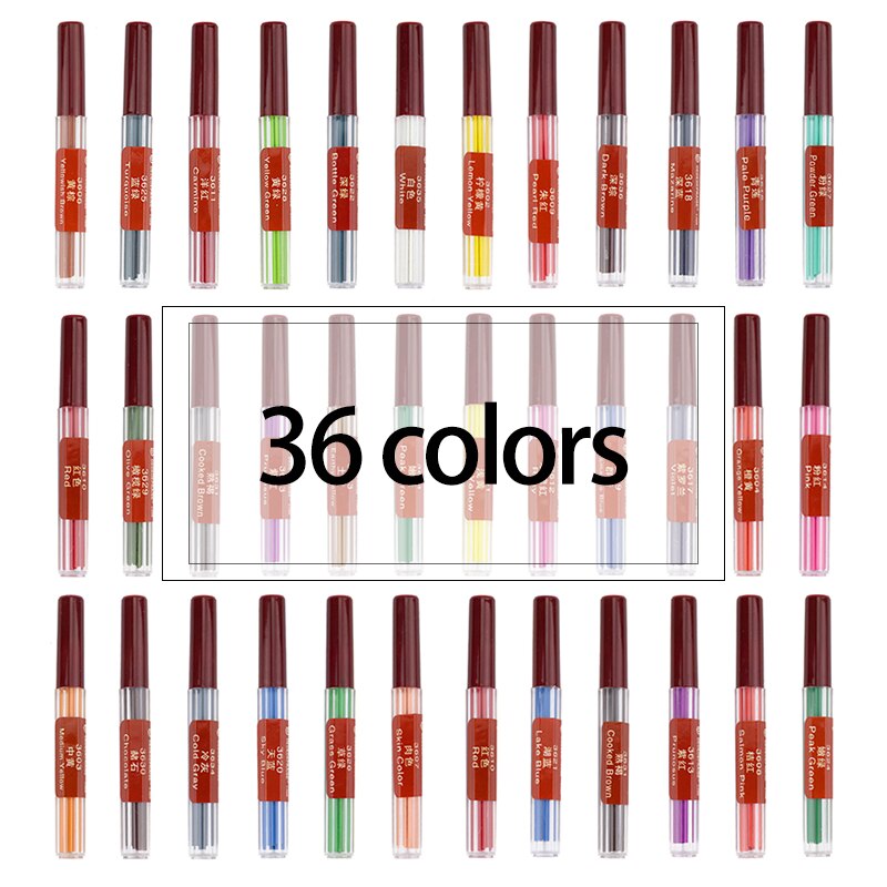 Mine de crayon mécanique/automatique remplaçable, recharges/noyau de 2.0mm, 36 couleurs, pour dessin: 36colors