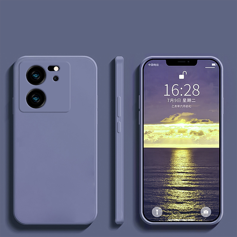 Coque de téléphone carrée en silicone liquide pour Xiaomi, coque arrière souple, couverture de luxe, Mi 13T, Mi 13 T Pro, Mi 13T Pro, 5G: PC + TPU / Gris foncé