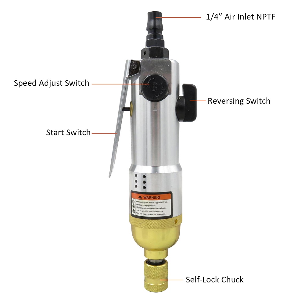 Destornillador Neumático Industrial 3/8 Pulgada 900 RPM - Reversible, Ajustable, ¡Perfecto Para Taller!