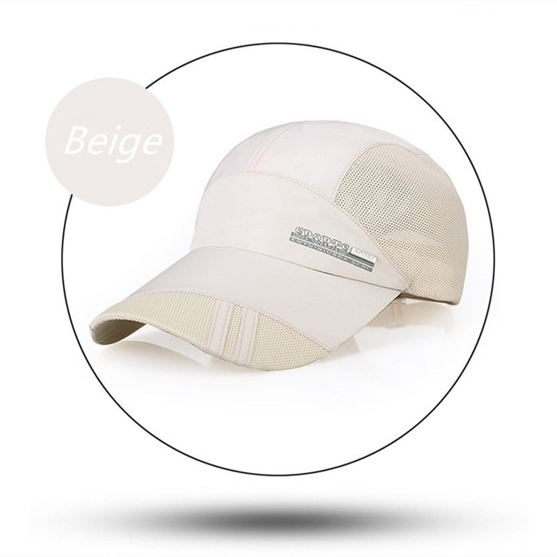 Baseball Cap Outdoor Baseball Hat Breathable Men Women Summer Mesh Cap Baseball-Caps: Beige