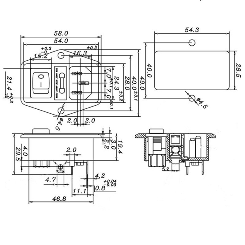 Power Rocker Switch Iec 3 Pin 320 C14 Inlaat Stopcontacten Switch Connector Plug 10A 250V