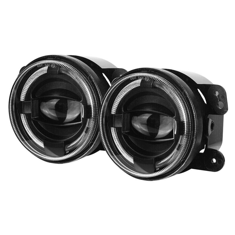 För jeep wrangler jk tj lj grand cherokee 4 tums rund bil ledd dimljus 4d projektorlins vit halo drl dimljus