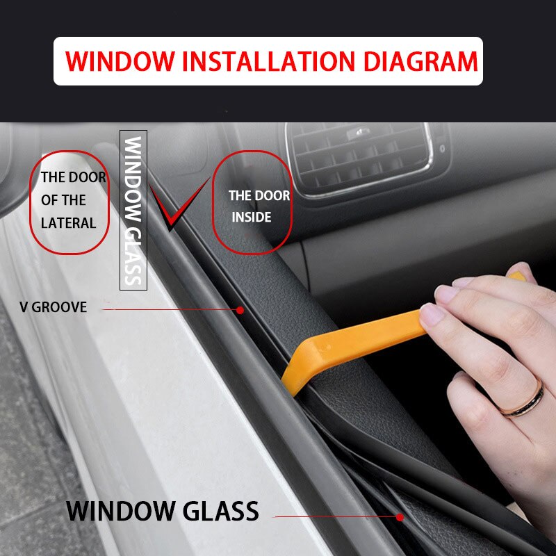 Auto Rubber Side Window Filler Tochtstrip V Vorm Auto Side Window Seal Strip Geluidsisolatie Auto Window Lift Afdichting Strips