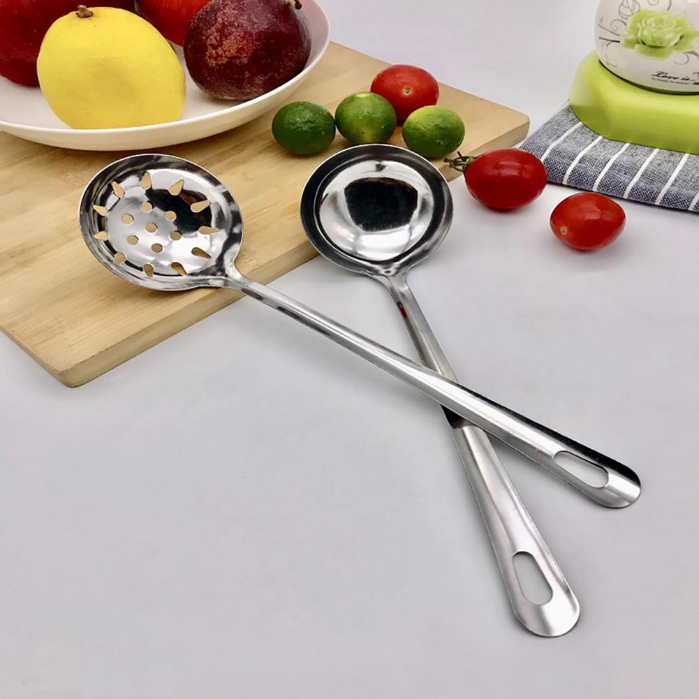 Soup Ladle Colander Spoon High Temperature Resistant Long Handle Stainless Steel Hanging Pot Scoop for Kitchen