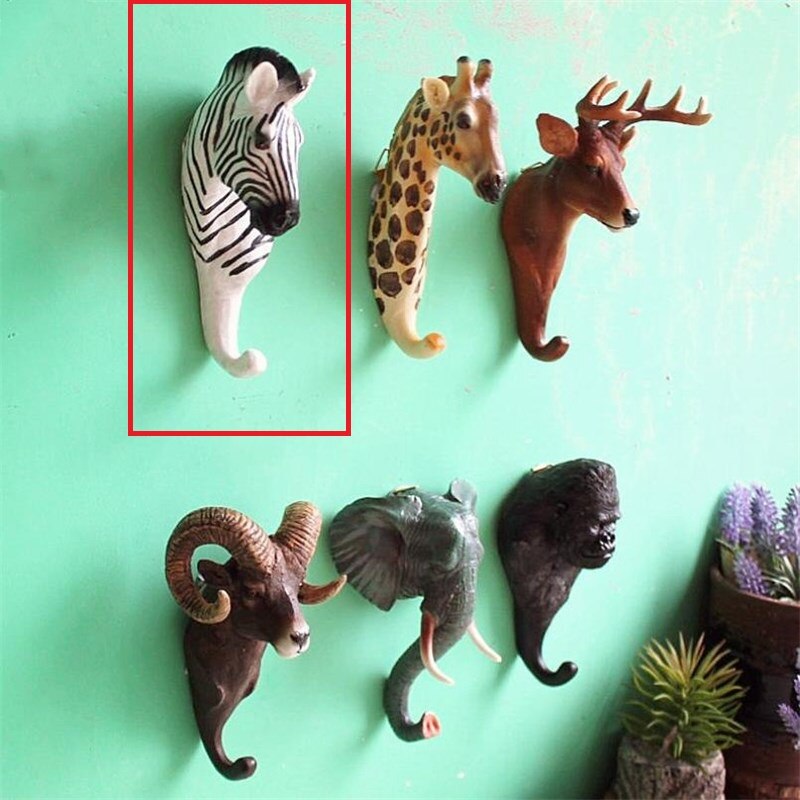 Ganchos de resina para colgar ropa, anzuelos de animales, antílope, cebra, elefante, jirafa, orangután, decoración de pared, 1 ud.