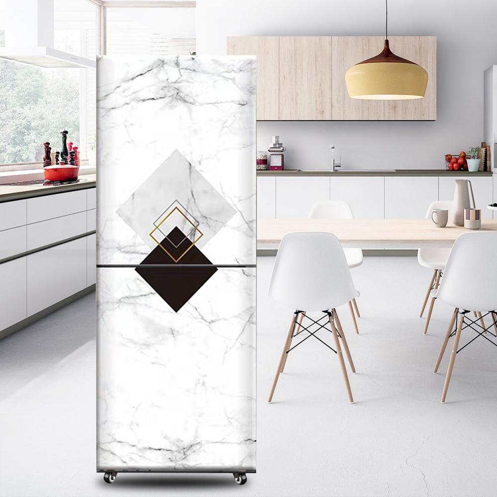 Nordic ins 3d selvklæbende filmdør vinyl køkken køleskab dække klistermærker køleskab fryse dække tapet pvc