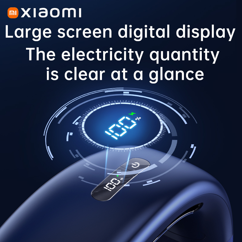 Xiaomi 8000 mAh USB Hängenden Hals Fan Tragbare Blattloser Mini Wiederaufladbare Stumm LED Digital Display Elektrische Fans Luftkühler heißer
