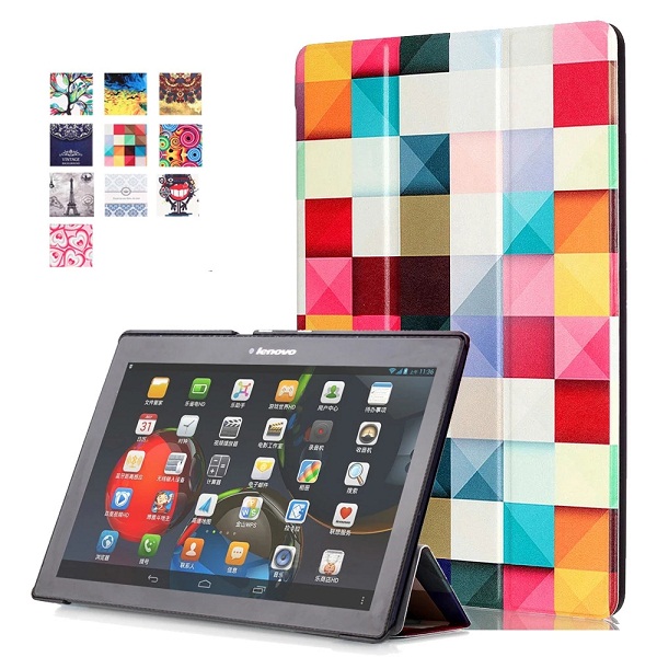 3 en 1 de PU Funda de cuero con tapa abatible para Lenovo Tab 2 Tab2 A10-70F A10-30 x30 x30F A10-70c tablet + película + Pen: Color 10