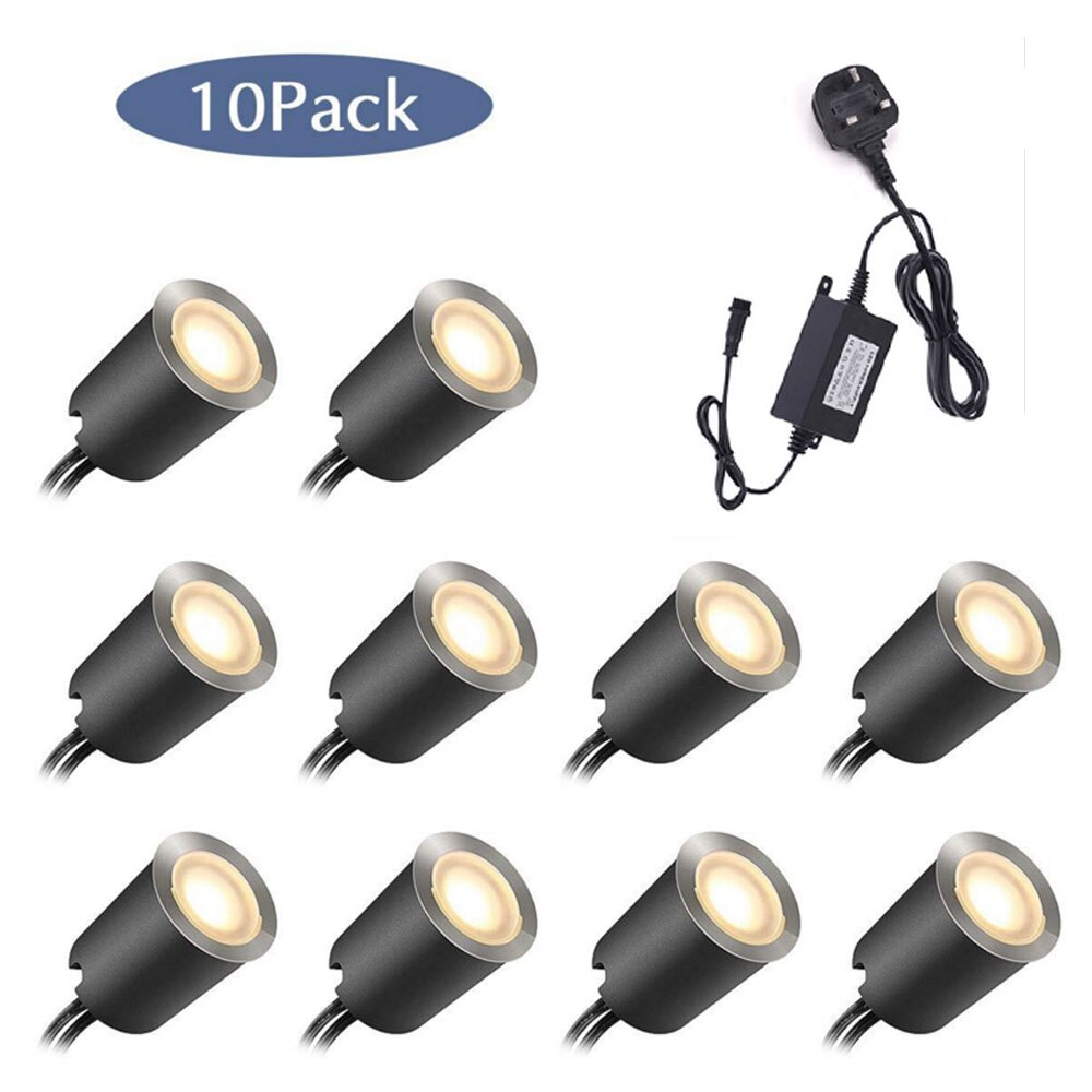 12V LED Deck Licht Wasserdichte IP67 Unterirdischen Lampe 32mm 0,6 W/stück Landschaft Garten Einbau LED Deck beleuchtung Treppen Scheinwerfer: 10Stck UK / natürlich Weiß