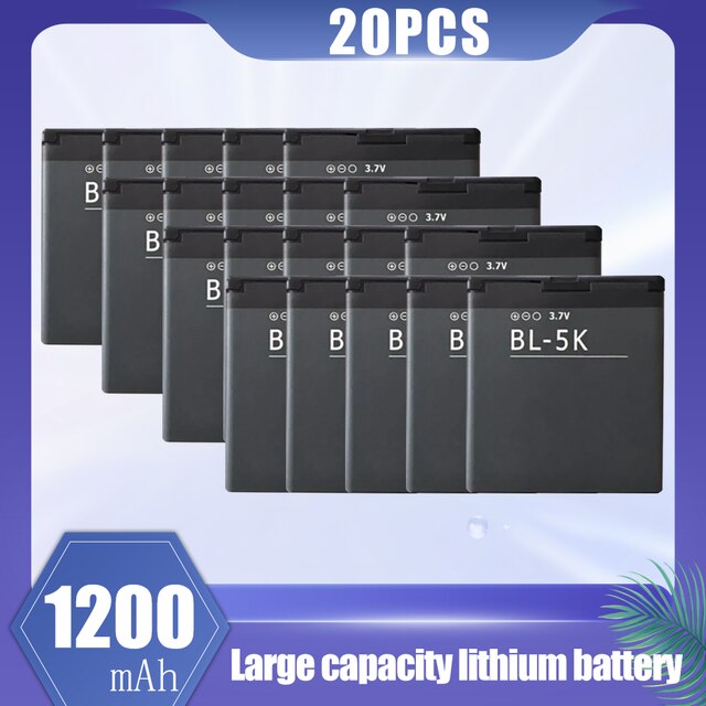 1-20PCS 1200mAh BL-5K BL 5K BL5K Rechargeable Lithium Phone Battery For Nokia N85 N86 8MP N87 2610S 701 Oro C7 C7-00 X7 X7-00 T7: 20PCS
